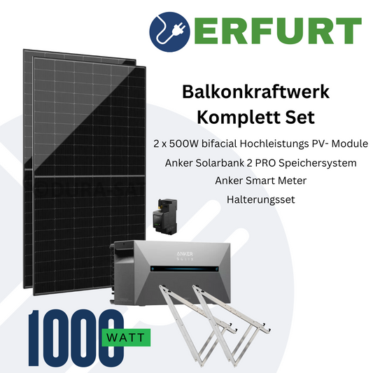 Balkonkraftwerk Set 1000W, Anker Solarbank 2 PRO