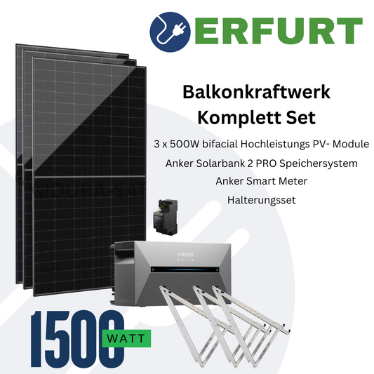 Balkonkraftwerk Set 1500W, Anker Solarbank 2 PRO