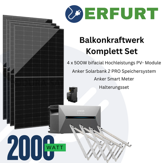 Balkonkraftwerk Set 2000W, Anker Solarbank 2 PRO